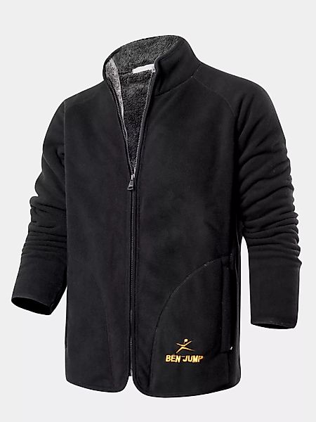 Mens Casual Letter Stickerei Fleece Warmer Langarm-Kragenmantel günstig online kaufen