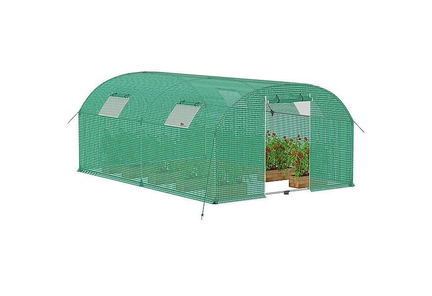 FIVMEN Foliengewächshaus Gartentunnel mit Rahmen aus verzinktem Stahl, Fens günstig online kaufen