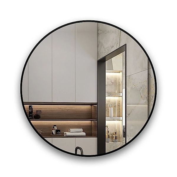 Aica Sanitär Runder Badspiegel Schwarz 80 cm Spiegel mit LED Beleuchtung Ne günstig online kaufen