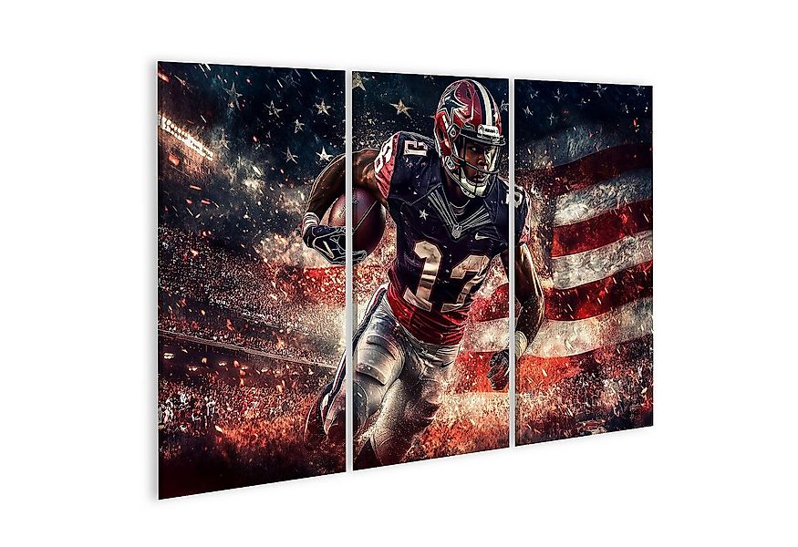 islandburner Leinwandbild, Amerikanischer Fußballspieler vor Flagge günstig online kaufen