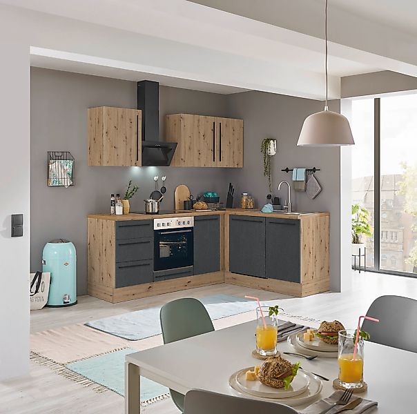 KOCHSTATION Winkelküche "Florida, Stellbreite 220x175 cm" wahlweise mit E-G günstig online kaufen