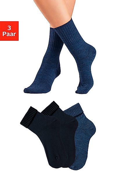 Lavana Umschlagsocken, (Packung, 3 Paar), fein gestrickt mit 53% Wolle günstig online kaufen