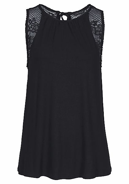 LASCANA Strandtop mit Spitzeneinsätzen, Damentop mit Bindeband, Spitzentop günstig online kaufen