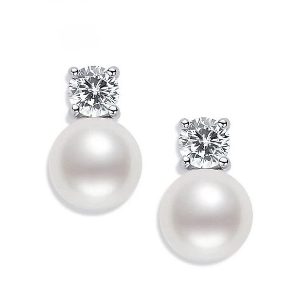 ROUGEMONT Perlenohrringe Edle Süßwasser Perlen Ohrstecker Zirkonia 925 Ster günstig online kaufen