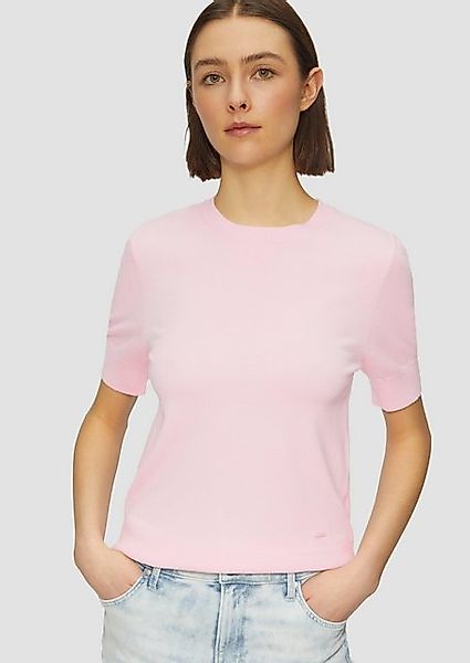 s.Oliver Strickpullover Kurzärmeliger Strickpullover aus Viskosemix Logo günstig online kaufen