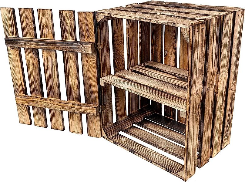Creative Deco Holzkiste Vintage Holztruhe mit Deckel & Regal 50 x 40 x 30 c günstig online kaufen