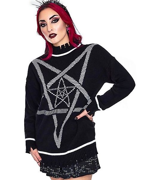 Jawbreaker Strickpullover Pentagram Star Oversized Strickpullover Okkult Go günstig online kaufen