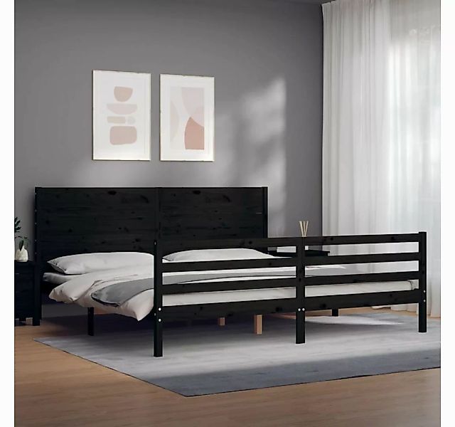 vidaXL Bett Massivholzbett mit Kopfteil Schwarz 200x200 cm günstig online kaufen