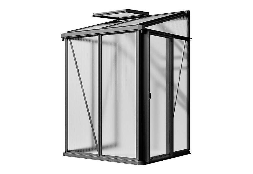 GFP Gewächshaus Anlehngewächshaus Flora 22 anthrazit, 16 mm Wandstärke, Sei günstig online kaufen