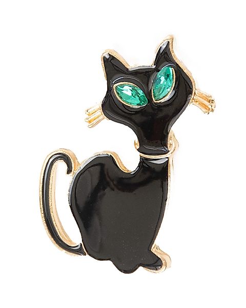 MayTree Brosche "schwarze Katze" mit grünem günstig online kaufen