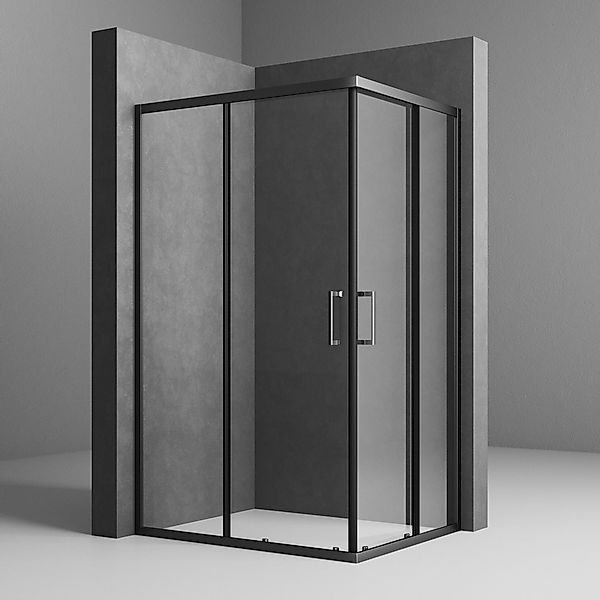 Boromal Eckdusche 100x80x185cm Duschkabine Schwarz 80x100x185cm günstig online kaufen