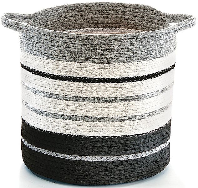 Kobolo Aufbewahrungskorb Baumwollkorb in grau und schwarztönen mit Griffen günstig online kaufen
