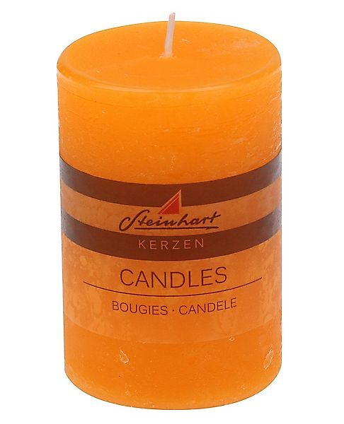 Steinhart Kerzen Rustic-Kerze Stumpenkerze "Raureif" Orange 100/68 mm günstig online kaufen