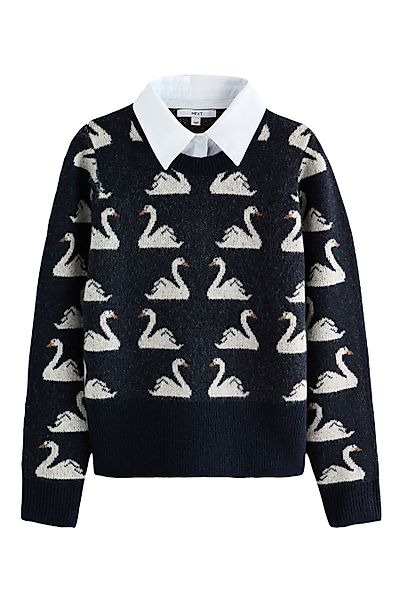 Next Strickpullover Pullover mit Kragenlage, Print günstig online kaufen