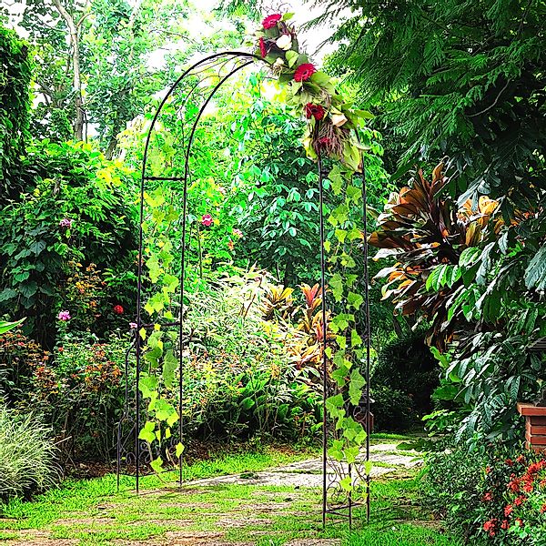Outsunny® Rosenbogen Garten Bogendach Metall 120 x 30 x 226 cm   Aosom günstig online kaufen