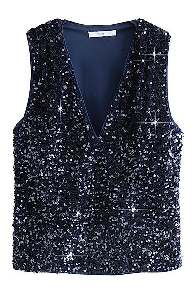 Next V-Shirt Ärmelloses Paillettenoberteil mit V-Ausschnitt (1-tlg) günstig online kaufen