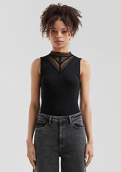 QS Muskelshirt T-Shirt Ripptop mit Spitzeneinsatz günstig online kaufen