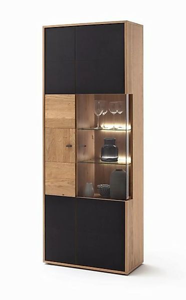 expendio Vitrine Vera 4 Balkeneiche Bianco / anthrazit 79x209x37 vormontier günstig online kaufen