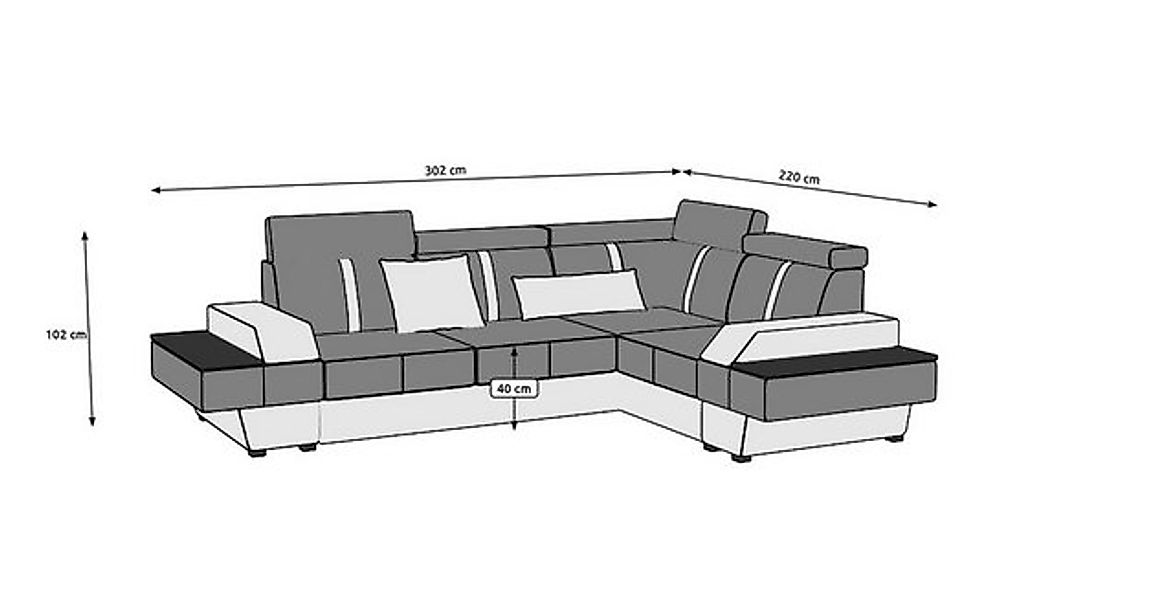 JVmoebel Ecksofa Eckcouch USB Sofa Polster Ledersofa Sofas Garnitur Wohnlan günstig online kaufen