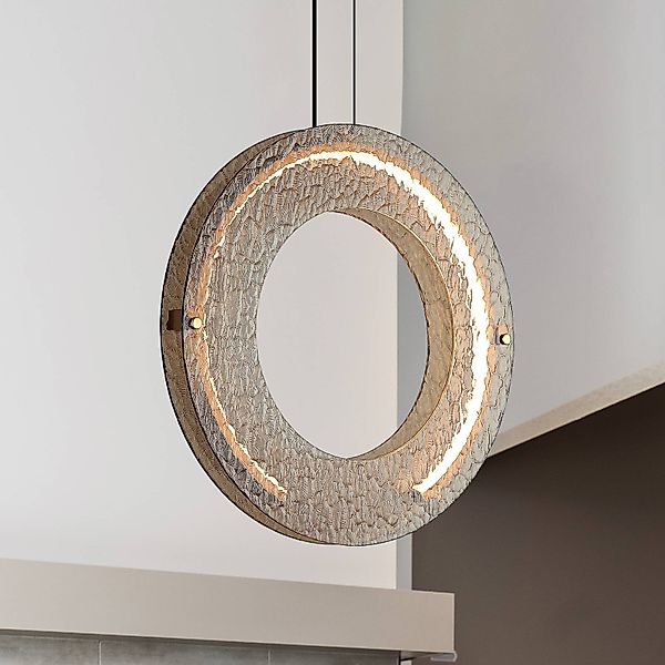 LED-Hängelampe Tamara, amberfarben, Ø 40 cm, Glas/Metall günstig online kaufen