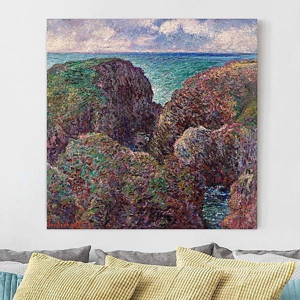 Leinwandbild Kunstdruck - Quadrat Claude Monet - Felsengruppe Port-Goulphar günstig online kaufen