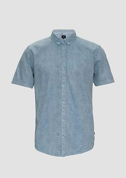 QS Kurzarmhemd Regular: Kurzarmhemd mit All-over-Print Garment Dye günstig online kaufen
