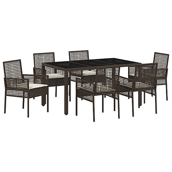 vidaXL Garten Essgruppe 7-Tlg Braun Poly Rattan 3334866 günstig online kaufen