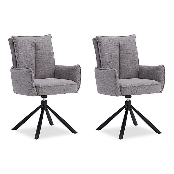 Homestyle4u Polsterstuhl Stoff Grau Drehbar 2er Set 3063 günstig online kaufen