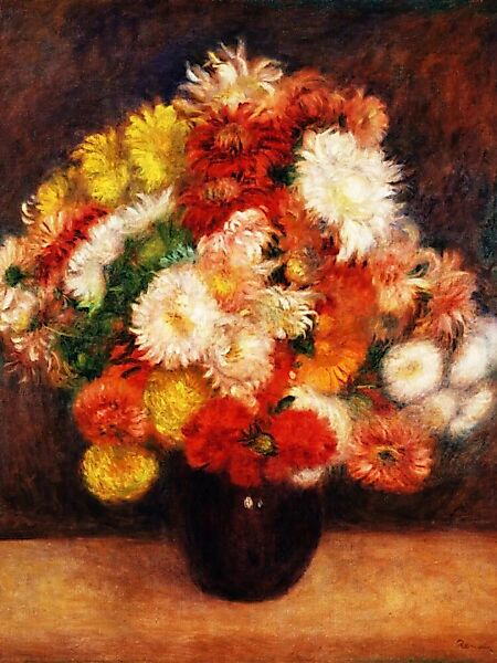 Poster / Leinwandbild - Auguste Renoir: Strauß Chrysanthemen (1881) günstig online kaufen