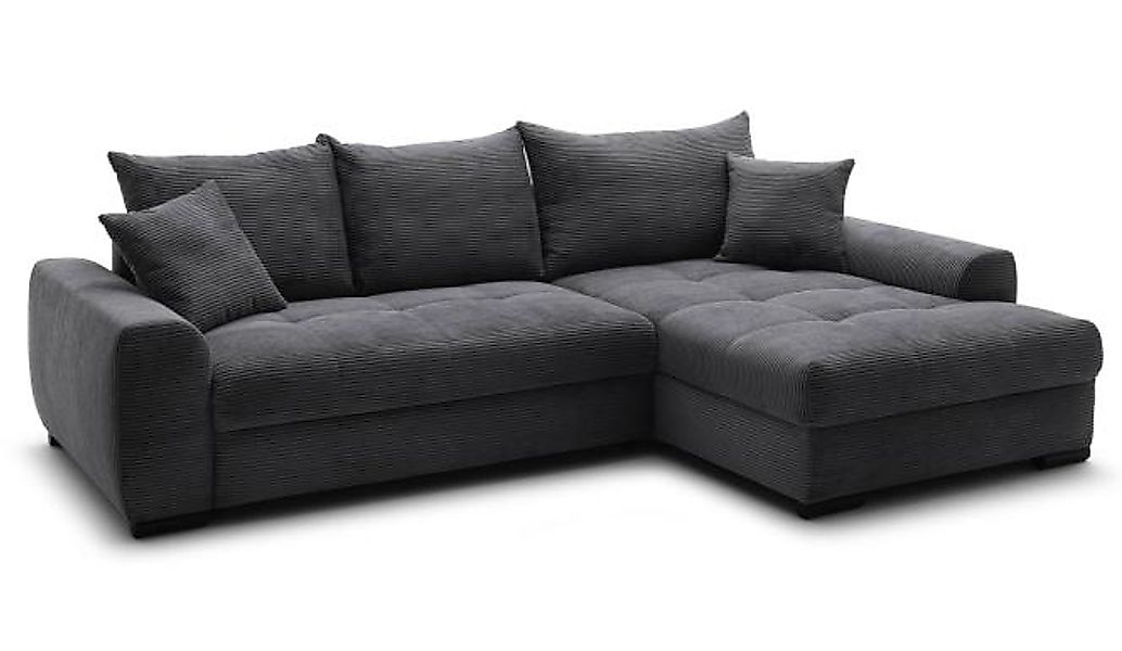Ecksofa ca. 283x181 cm Bettfunktion und Bettkasten Variabel montierbar Grau günstig online kaufen