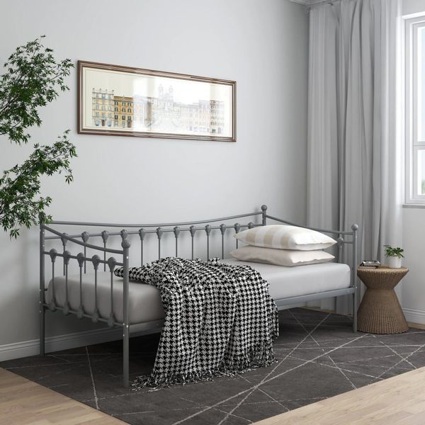 vidaXL Bett Schlafsofa Bettgestell Grau Metall günstig online kaufen