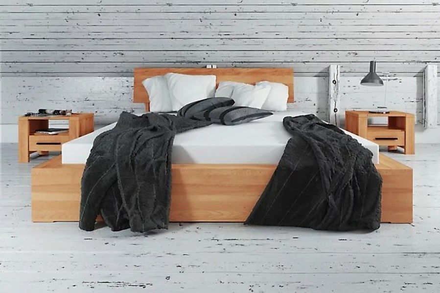 Natur24 Einzelbett Bett Lubic 2 Sonderl. 160x210 Kernbuche Holzkopfteil Hol günstig online kaufen