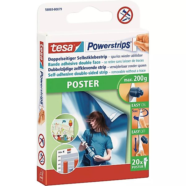 Tesa Powerstrips Poster Weiß 20 Stück günstig online kaufen