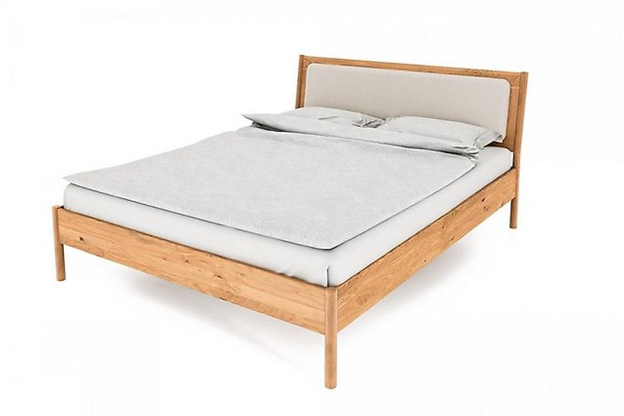 Natur24 Bett Bett Zola 3 Wildeiche massiv 200x220 Polsterkopfteil und Holzb günstig online kaufen