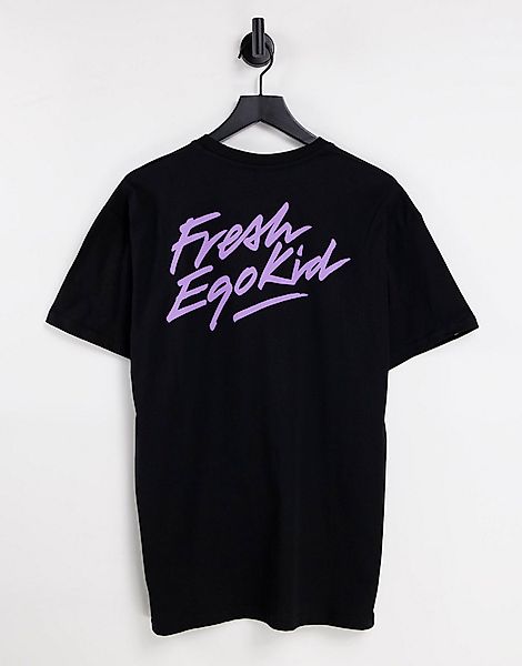 Fresh Ego Kid – Oversize-T-Shirt in Schwarz mit Print auf Vorder- und Rücks günstig online kaufen