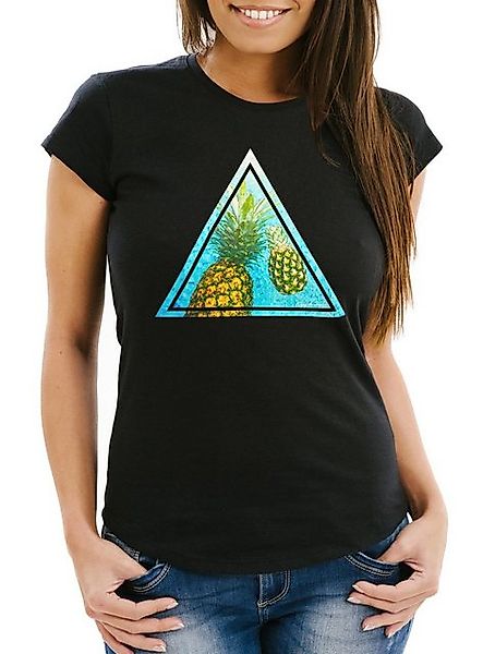 Neverless Print-Shirt Damen T-Shirt Foto Print Ananas Palmen Galaxy Sommer günstig online kaufen