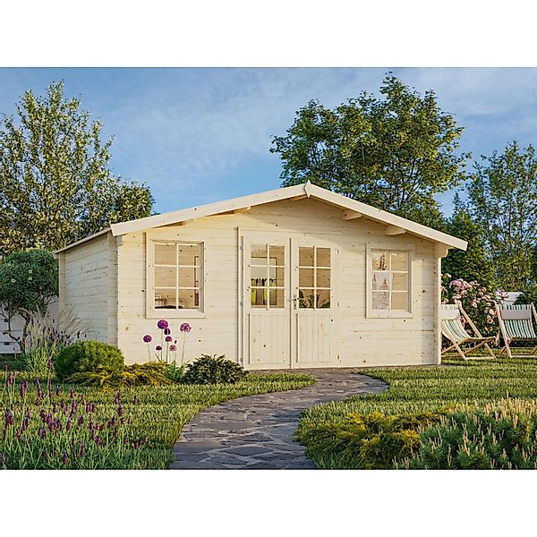 Palmako Gartenhaus Klara 484 x 360 cm Lackiert Grau-Weiß FSC® günstig online kaufen