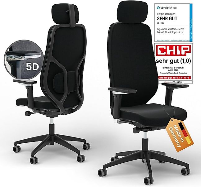Ergotopia Bürostuhl MasterBack ergonomischer Schreibtischstuhl mit Kopfstüt günstig online kaufen