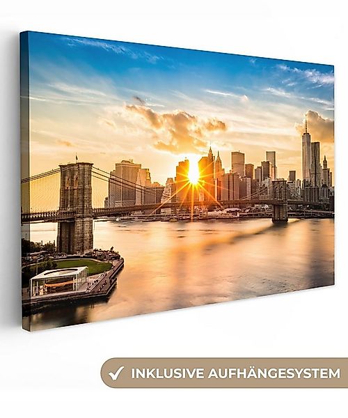 OneMillionCanvasses® Leinwandbild New York - Brooklyn Bridge - Wasser, Foto günstig online kaufen
