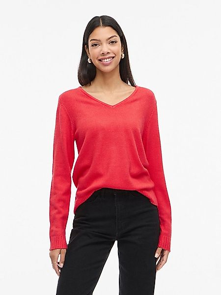 Vila V-Ausschnitt-Pullover VIRIL V-NECK L/S KNIT TOP - NOOS Materialmix, re günstig online kaufen