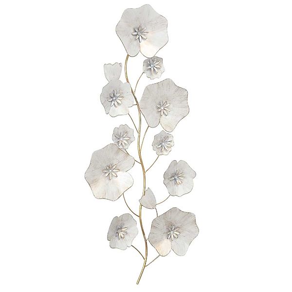 Wanddekoration floral aus Metall Weiß und Goldfarben günstig online kaufen