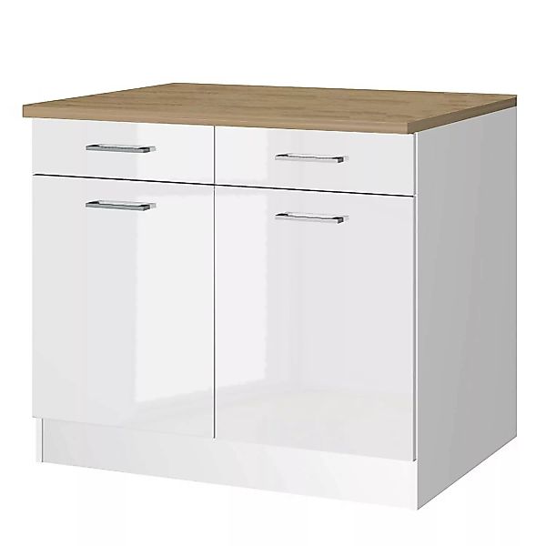 Held Möbel Küchenunterschrank Mailand 100 cm Hochglanz Weiß/Weiß günstig online kaufen