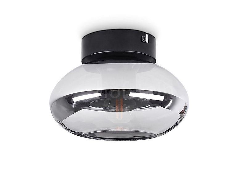 hofstein Deckenleuchte »Pietramelara« Deckenlampe aus Metall/Glas in Schwar günstig online kaufen