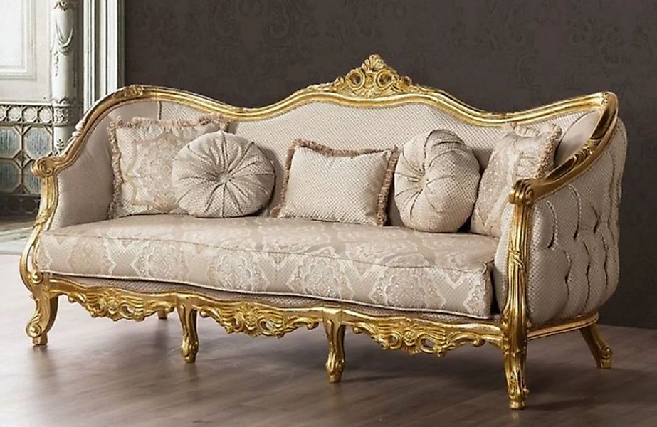 Casa Padrino Sofa Luxus Barock Sofa Beige / Gold - Prunkvolles Wohnzimmer S günstig online kaufen