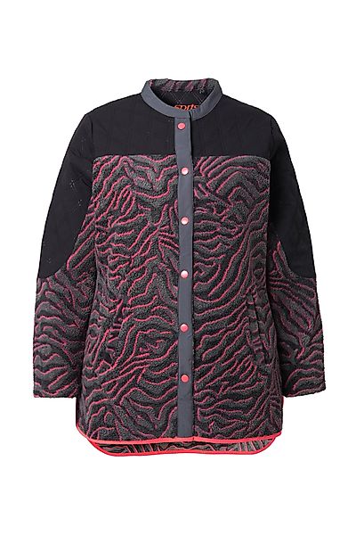 Ulla Popken Sweatjacke Long-Fleecejacke Tigermuster Stehkragen günstig online kaufen