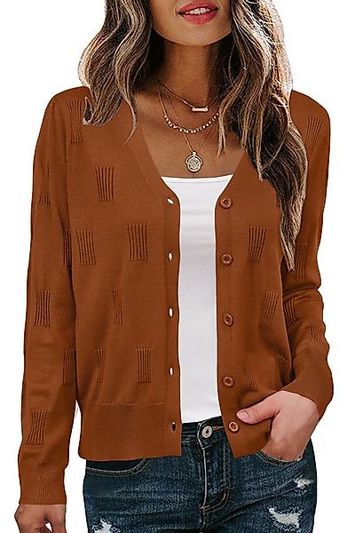 Arach&Cloz Langarmshirt Damen V-Shirt Weicher Kurzer Cardigan Pullover Tops günstig online kaufen