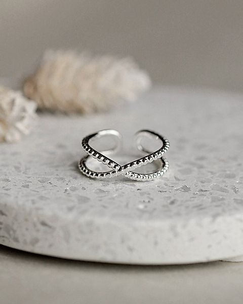 lille mus Silberring Ring 'Doppelperlen' 925 Silber / vergoldet günstig online kaufen