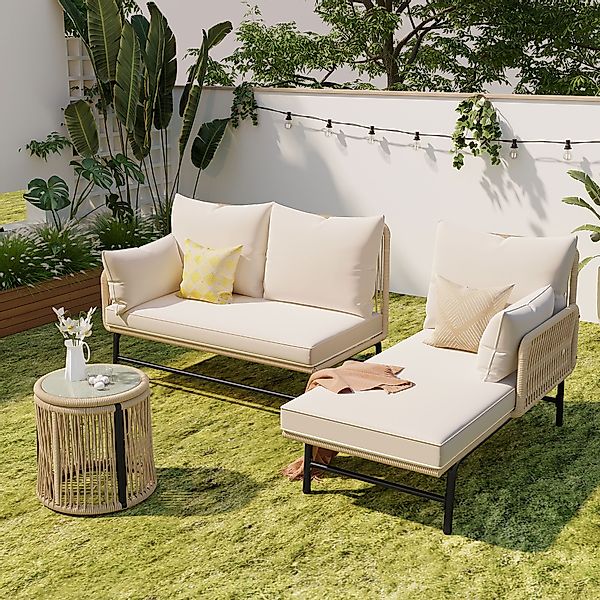 Sytifro Gartenlounge-Set Gartenmöbel-Set, Gartenlounge mit Eisengestell günstig online kaufen