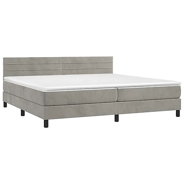 vidaXL Boxspringbett mit Matratze & LED Hellgrau 200x200 cm Samt 3134483 günstig online kaufen