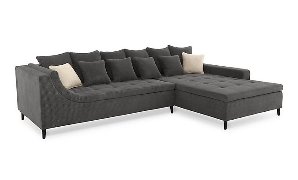 luma-home Ecksofa 15222, mit dekorativen Steppungen und Rutschenlehne 326x2 günstig online kaufen